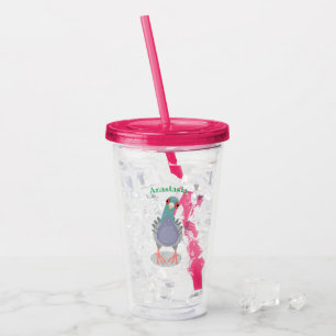 Funny neugierig Taube Cartoon Illustration Acryltrinkbecher