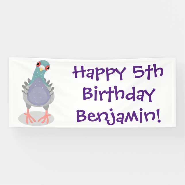 Funny neugierig Taube Cartoon Illustration Banner (Horizontal)