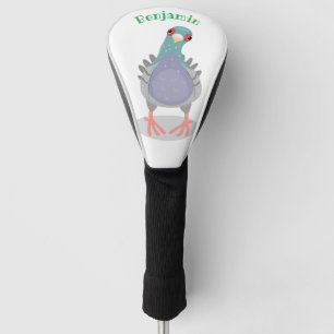 Funny neugierig Taube Cartoon Illustration Golf Headcover