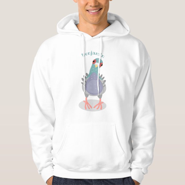 Funny neugierig Taube Cartoon Illustration Hoodie (Vorderseite)