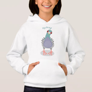 Funny neugierig Taube Cartoon Illustration Hoodie