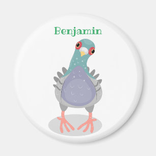 Funny neugierig Taube Cartoon Illustration Magnet