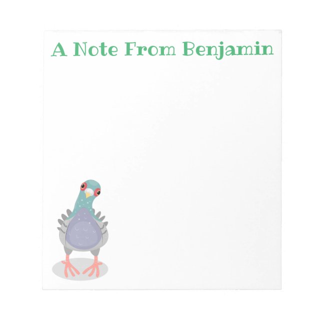 Funny neugierig Taube Cartoon Illustration Notizblock (Vorderseite)