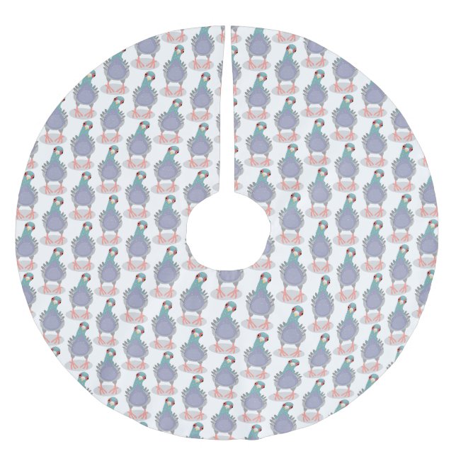 Funny neugierig Taube Cartoon Illustration Polyester Weihnachtsbaumdecke (Vorderseite)