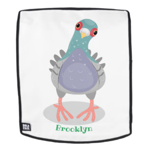 Funny neugierig Taube Cartoon Illustration Rucksack