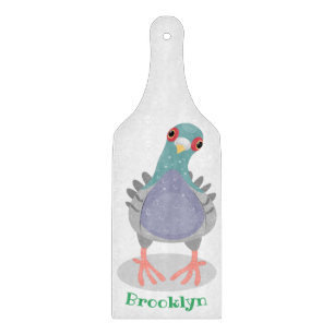 Funny neugierig Taube Cartoon Illustration Schneidebrett