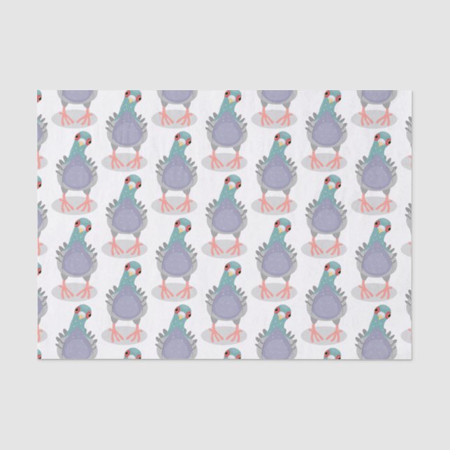 Funny neugierig Taube Cartoon Illustration Seidenpapier (Vorderseite)