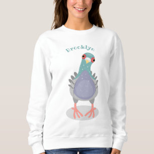 Funny neugierig Taube Cartoon Illustration Sweatshirt