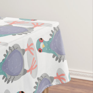 Funny neugierig Taube Cartoon Illustration Tischdecke