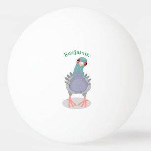 Funny neugierig Taube Cartoon Illustration Tischtennisball