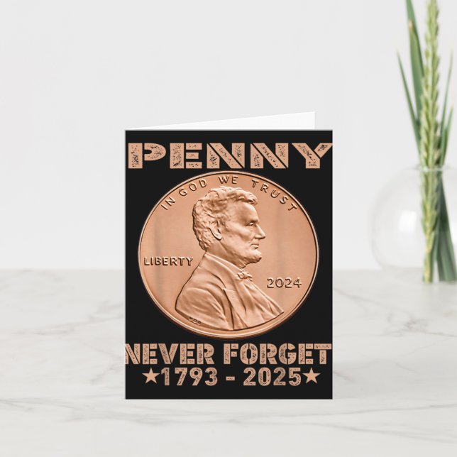Funny Never Vergiss Penny Coin 1 Cent Retro 2025 _ Karte (Vorderseite)
