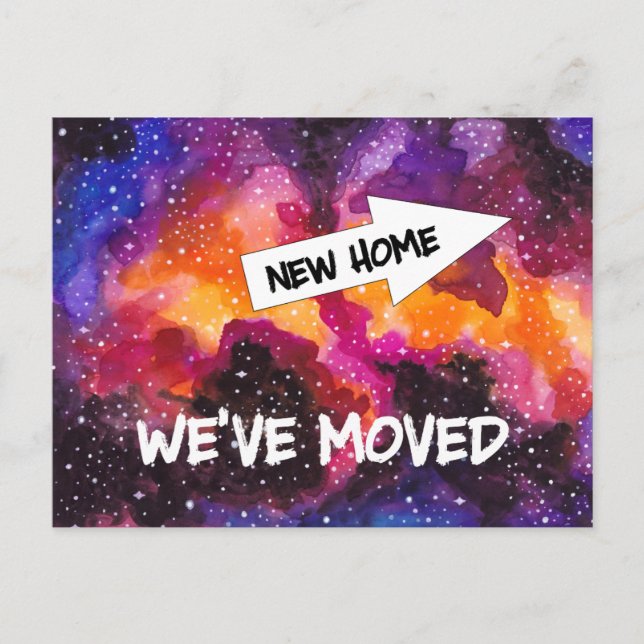 Funny New Address in Cosmic Outer Space Moving Ankündigungspostkarte (Vorderseite)
