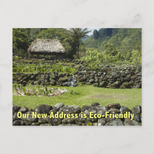 Funny New Address - Ökologische Hütte Ankündigungspostkarte