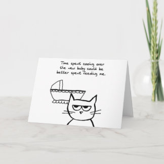 Funny New Baby Card - Die Katze ist nicht glücklic Ankündigung
