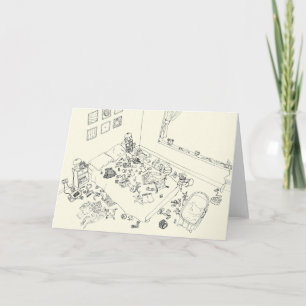 Funny New Baby Parter Mess Line Zeichnend von oben Karte