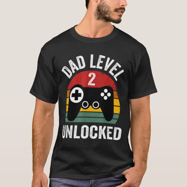 Funny New Dad Shirt Dad Level 2 Unlocked For 2 Kid (Vorderseite)