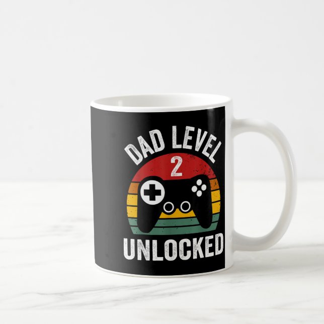 Funny New Dad Shirt Dad Level 2 Unlocked For 2 Kid Kaffeetasse (Rechts)