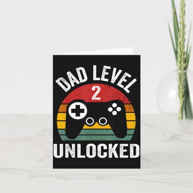 Funny New Dad Shirt Dad Level 2 Unlocked For 2 Kid Karte (Vorderseite)