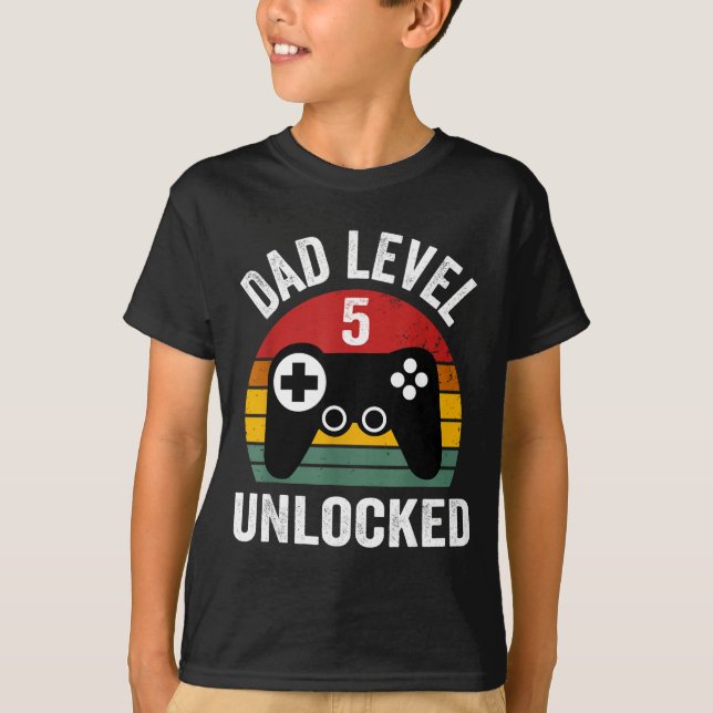 Funny New Dad Shirt Dad Level 5 Unlocked For 5 Kid (Vorderseite)