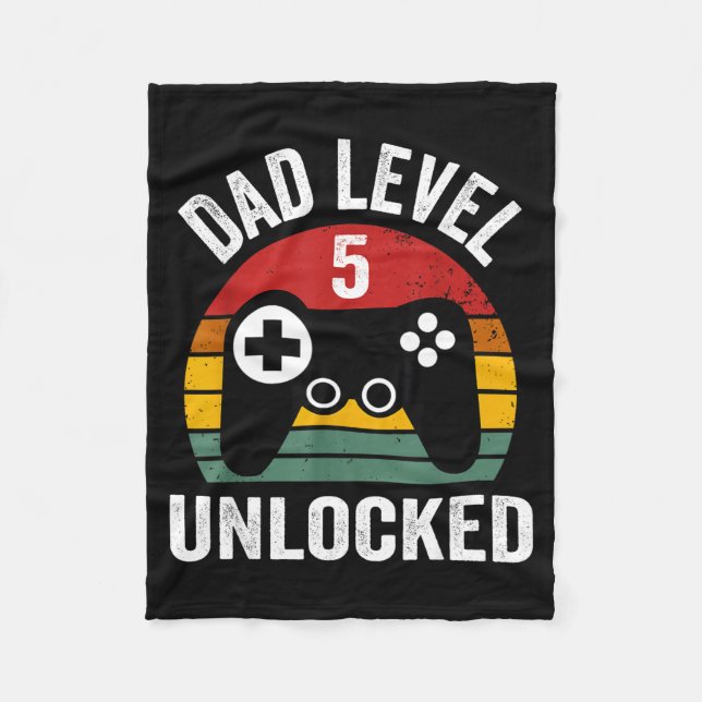 Funny New Dad Shirt Dad Level 5 Unlocked For 5 Kid Fleecedecke (Vorderseite)