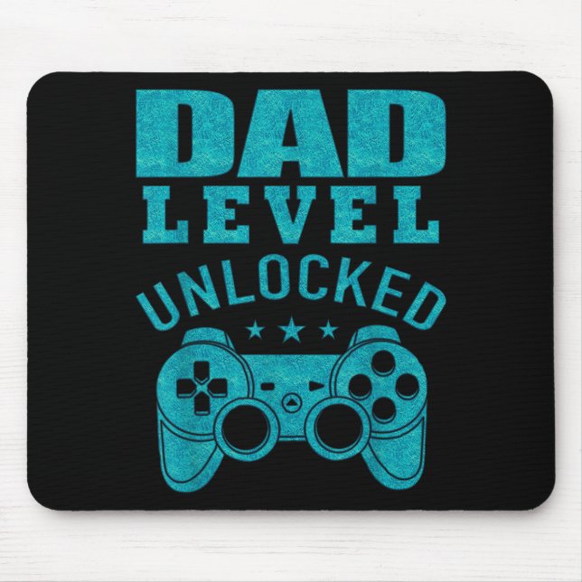 Funny New Dad Shirt Dad Level Unlocked Day Tee Shi Mousepad (Vorne)
