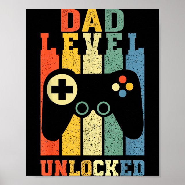 Funny New Dad Shirt Dad Level Unlocked Day Tee Shi Poster (Vorne)