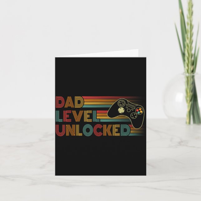 Funny New Dad Shirt Dad Level Unlocked Gaming Game Karte (Vorderseite)