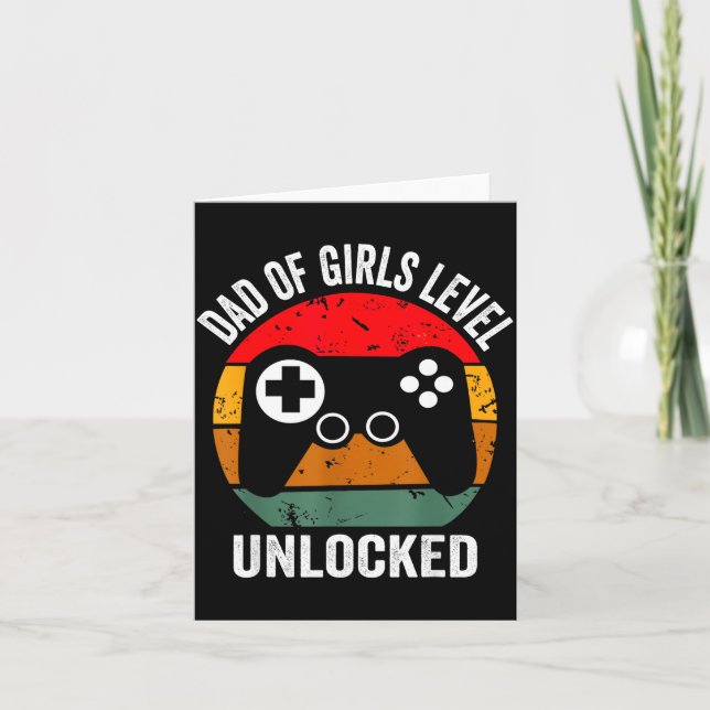 Funny New Dad Shirt Dad Of Girls Level Unlocked Te Karte (Vorderseite)