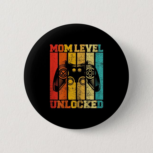 Funny New Mom Level Unlocked Gaming Pregnancy Anno Button (Vorderseite)