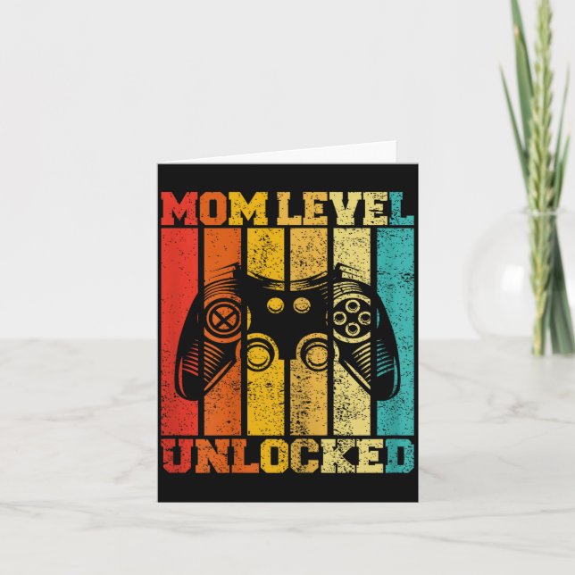 Funny New Mom Level Unlocked Gaming Pregnancy Anno Karte (Vorderseite)