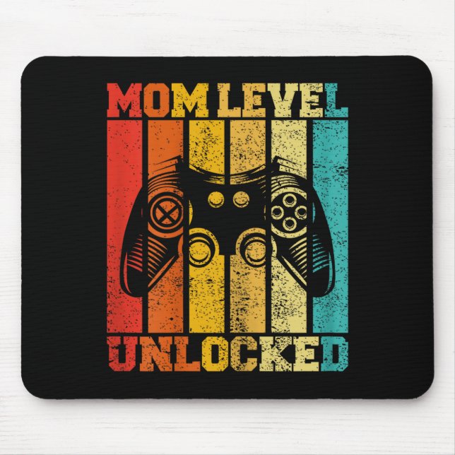 Funny New Mom Level Unlocked Gaming Pregnancy Anno Mousepad (Vorne)