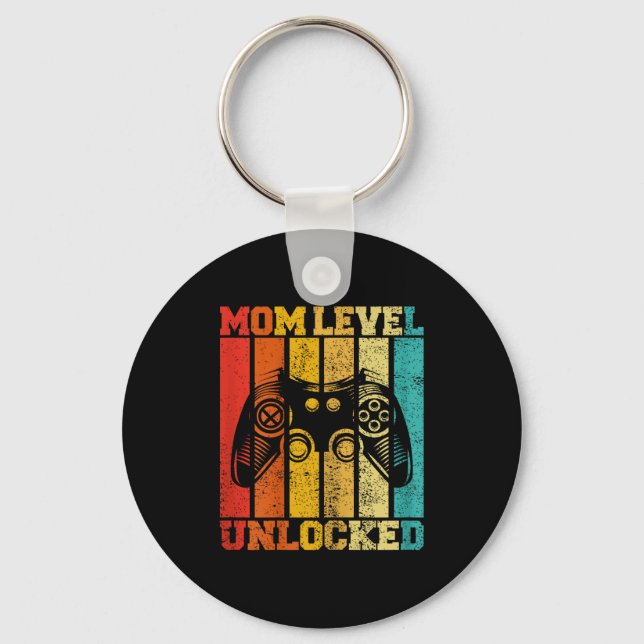 Funny New Mom Level Unlocked Gaming Pregnancy Anno Schlüsselanhänger (Vorderseite)