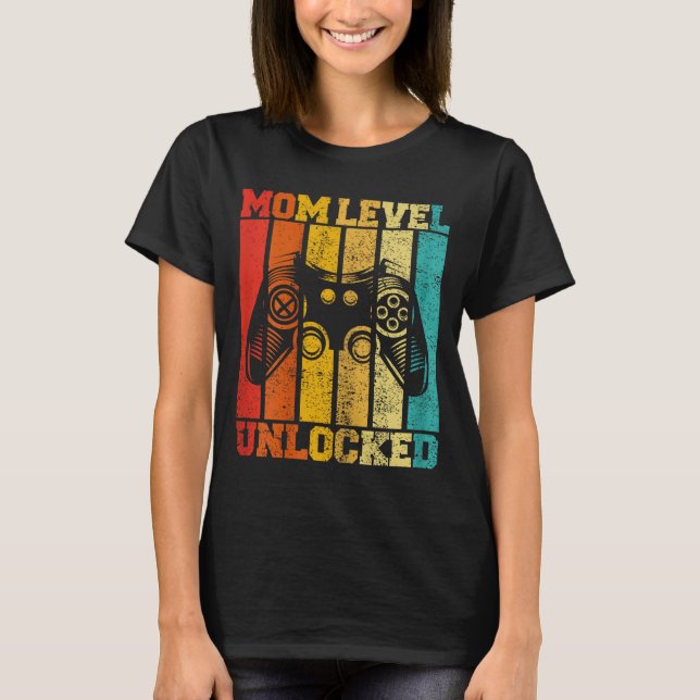 Funny New Mom Level Unlocked Gaming Pregnancy Anno T-Shirt (Vorderseite)