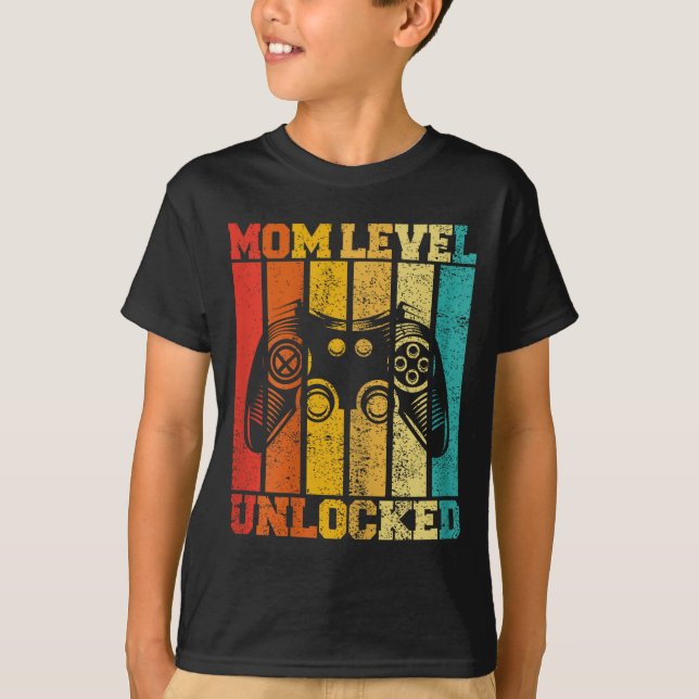 Funny New Mom Level Unlocked Gaming Pregnancy Anno T-Shirt (Vorderseite)