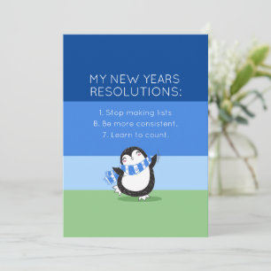 Funny New Year Resolution Holiday Card in Blue Feiertagskarte