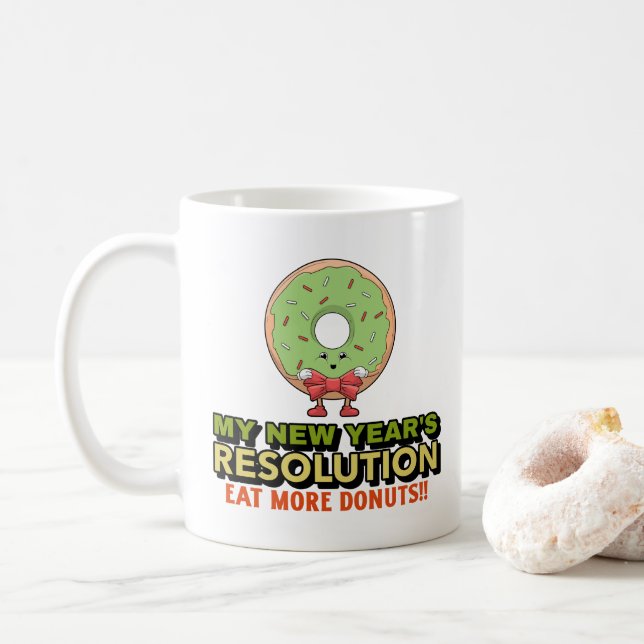 Funny New Year's Resolution-essen mehr Spenden Kaffeetasse (Mit Donut)