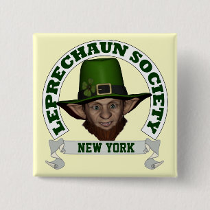 Funny New York Leprechaun Society Button