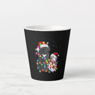 Funny Newfundland Dog Christmas Snowman Light Milchtasse