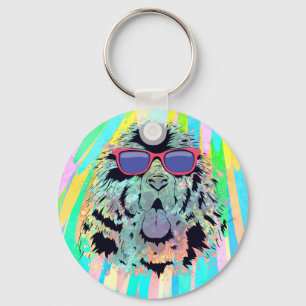 Funny Newfundland Dog Sunglassdesign Schlüsselanhänger