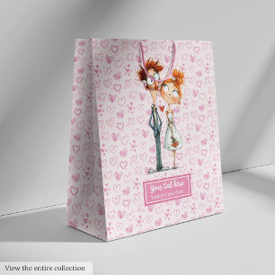 Funny Newlyweds Gift Bag Quirky Cartoon Wedding Mittlere Geschenktüte
