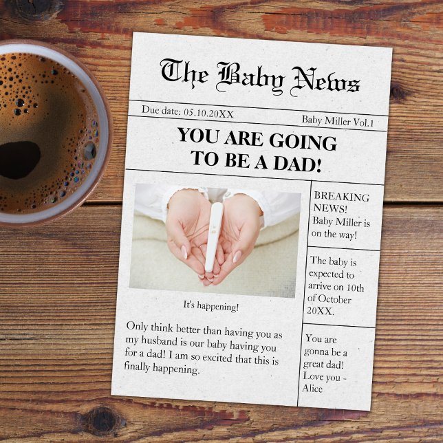 Funny Newspaper Pregnancy Ankündigung für Ehemann (funny unique newspaper pregnancy announcement for dad pregnancy reveal to husband)