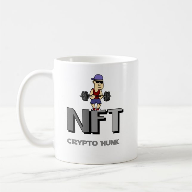 Funny NFT Collector Crypto Hunk Weight Lifter Puff Kaffeetasse (Links)