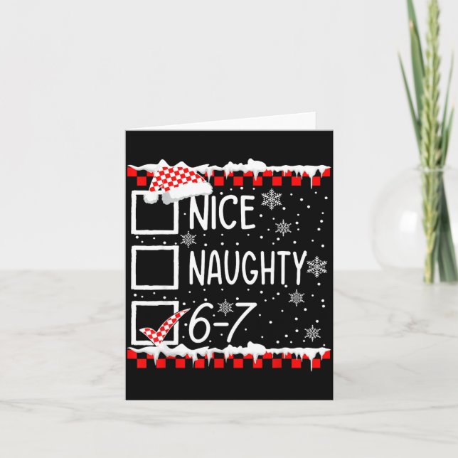 Funny Nice Naughty 67 Christmas Brain Rot Six Seve Karte (Vorderseite)