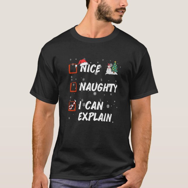 Funny Nice Naughty I can explain List Christmas Sa T-Shirt (Vorderseite)