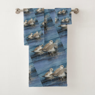 Funny Niedlich 4 Sanderlings Sandpipers am Strand Badhandtuch Set