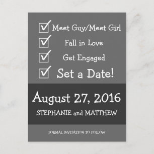 Funny Niedlich and Unique Checklist Save the Date Ankündigungspostkarte