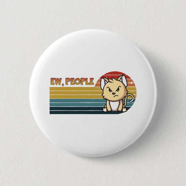 Funny Niedlich Angry Cat People Button (Vorderseite)