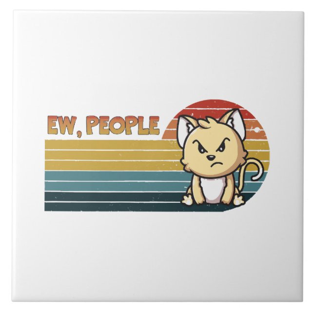 Funny Niedlich Angry Cat People Fliese (Vorderseite)