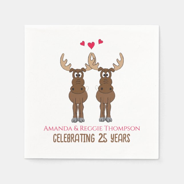 Funny Niedlich Anniversary Partys Whimsical Elche Serviette (Vorderseite)
