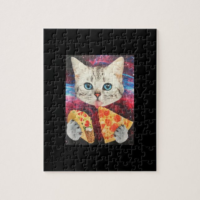 Funny Niedlich Auuter Space Galaxy Cat Meme Pizza  (Vertikal)